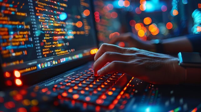Programmer Typing New Lines of HTML Cod