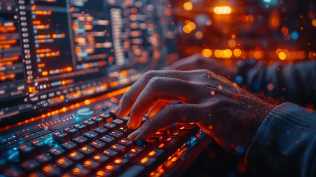 Programmer Typing New Lines of HTML Cod