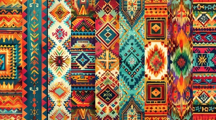 Colorful ethnic seamless pattern. Bright colorful ornament. Hand drawn tribal background.