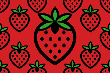 Strawberry-icon-pattern-design-red-and-black-color 
