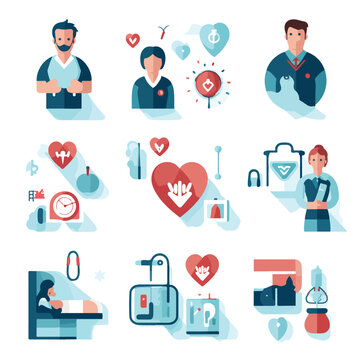 health insurance related icons image flat vector il