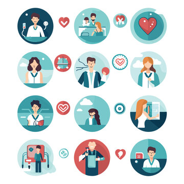 health insurance related icons image flat vector il