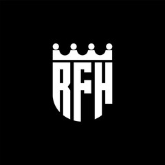 RFH letter logo design with black background in illustrator, cube logo, vector logo, modern alphabet font overlap style. calligraphy designs for logo, Poster, Invitation, etc.