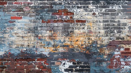 Grunge texture with cracks, scratches, and peeling paint. Weathered brick wall with a lot of...