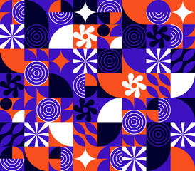 Naklejka premium Abstract Geometric Seamless Pattern, Bright geometric background made of abstract elements. Vector flat illustration