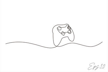 continuous line vector illustration design of game console