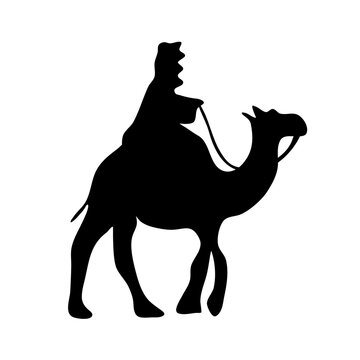 The man riding camel silhouette