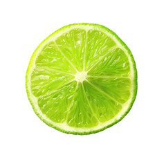 Singular lime piece isolated on transparent background