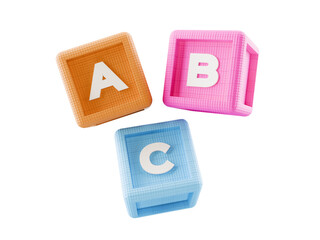ABC building block cubes, on transparent background