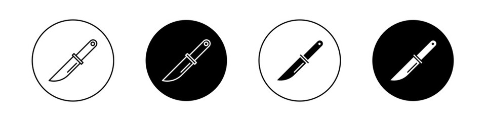 knife icon set. sharp blade kitchen chef knife with handle vector symbol. - obrazy, fototapety, plakaty