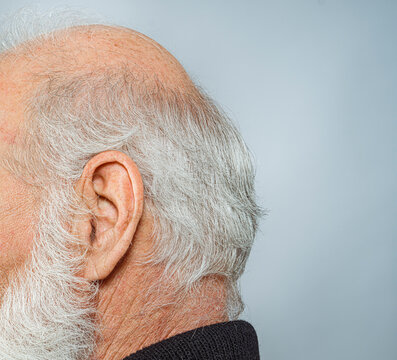 elderly man ear detail close-up macro