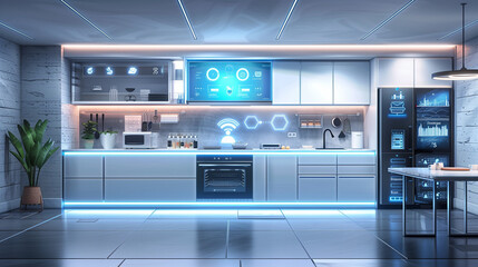 Futuristic Kitchen with Cutting-Edge Smart Appliances
