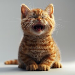 happy kitten on grey background. ai generated