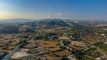 Obraz premium Aerial view of Agios Georgios in the evening