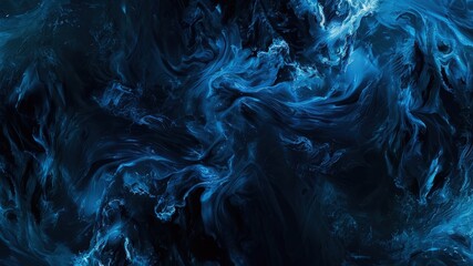 Mesmerizing black and blue abstract painting evoking mystery and wonder, captivating illustration. - obrazy, fototapety, plakaty