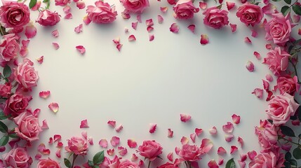 Fototapeta na wymiar Pink Roses on White Background