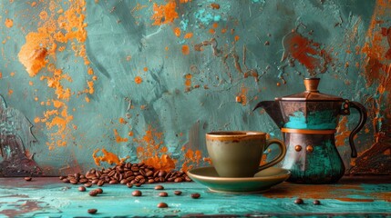 Coffee Pot and Cup of Coffee Painting