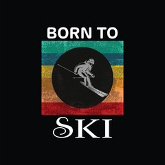 Born To Ski illustrations with patches for t-shirts and other uses