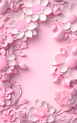 Flower pink Border Background shadow 3d ornament wedding portrait wallpaper