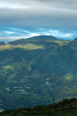 Obraz premium The Barú volcano is the highest elevation in Panama and one of the highest in Central America, with a height of 3475 m above sea level, view from Boquete village side, Chiriqui, Panama - stock photo