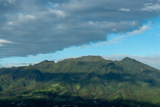 The Barú volcano is the highest elevation in Panama and one of the highest in Central America, with a height of 3475 m above sea level, view from Boquete village side, Chiriqui, Panama - stock photo