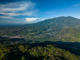 Obraz premium The Barú volcano is the highest elevation in Panama and one of the highest in Central America, with a height of 3475 m above sea level, view from Boquete village side, Chiriqui, Panama - stock photo