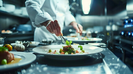 Obraz na płótnie Canvas chef preparing dinner, generative ai