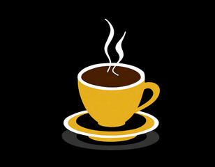 Obraz premium 黒背景のコーヒーのアイコンのイラスト