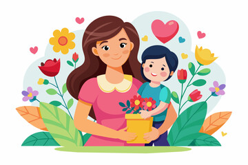 Mother's day vector arts illustration 