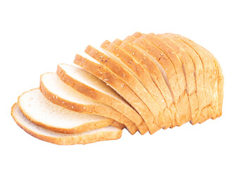 slices of wheat bread on isolated white background