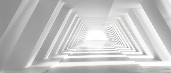 Endless Perspective: White Modern Corridor, A Minimalist Architectural Journey