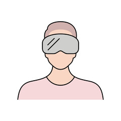 Virtual Reality icon. VR device vector icon. Person wearing VR mask.