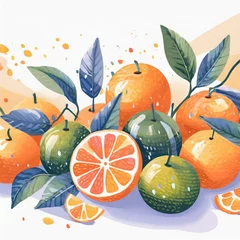 Fotobehang 緑とオレンジのミカン © moegi