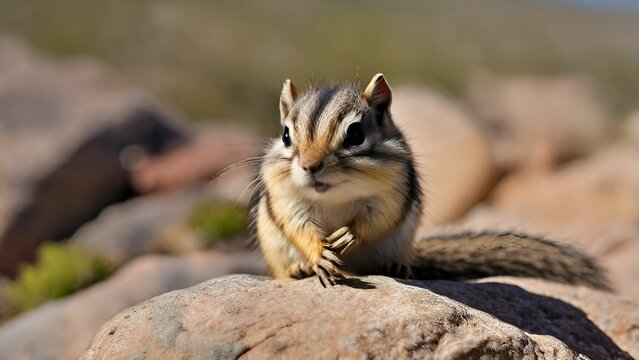Close up of a squirrel on the rock