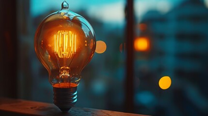 Innovation: A lightbulb symbolizing a new idea or innovation - obrazy, fototapety, plakaty