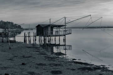 sunset at Pialassa Baiona near Marina Romean (Italy)