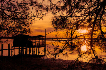sunset at Pialassa Baiona near Marina Romean (Italy)
