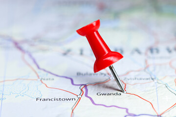Gwanda, Zimbabwe pin on map - obrazy, fototapety, plakaty