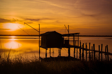 sunset at Pialassa Baiona near Marina Romean (Italy)