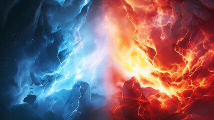 Fire and ice, heat and cold concept - obrazy, fototapety, plakaty