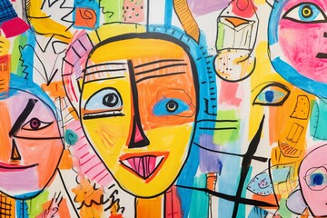 A close-up of a childs artwork, using vibrant colors to express emotions that words cannot capture