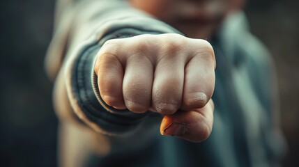 A close-up of a childs clenched fist, symbolizing the fight against unseen battles and the strength to overcome--no grunge, splash, dust