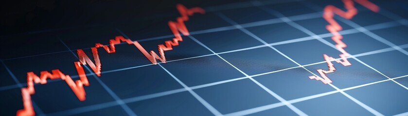 A close-up of a graph depicting a sharp decline, symbolizing the sudden onset of a financial crisis and its impact on markets - obrazy, fototapety, plakaty