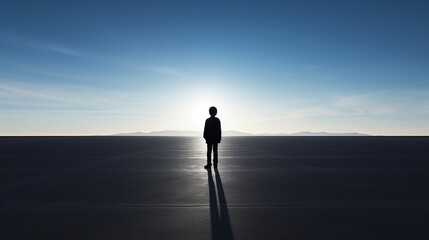 The silhouette of a child standing alone in a vast, empty space, representing the feeling of being lost and unnoticed