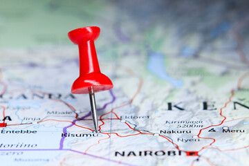 Kisumu, Kenya pin on map