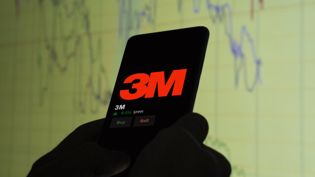March 23rd 2024 , Saint Paul, Minnesota. Close up on logo of 3M on the screen of an exchange. 3M price stocks, $MMM on a device.