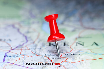 Nyeri, Kenya pin on map