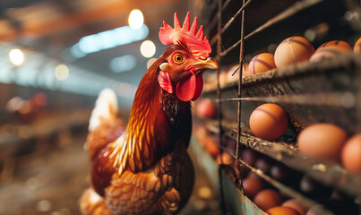 Chicken Farm, Poultry and eggs production - obrazy, fototapety, plakaty
