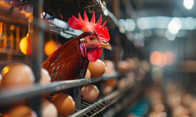 Chicken Farm, Poultry and eggs production - obrazy, fototapety, plakaty