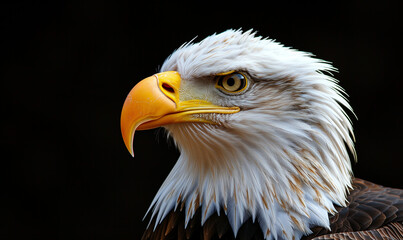 Close up of a Bald Eagle, side view